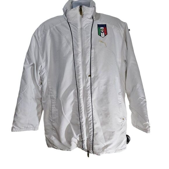 Puma Puffer Jacket Mens Size M White Italy Italian Italia FIGC - Picture 1 of 13